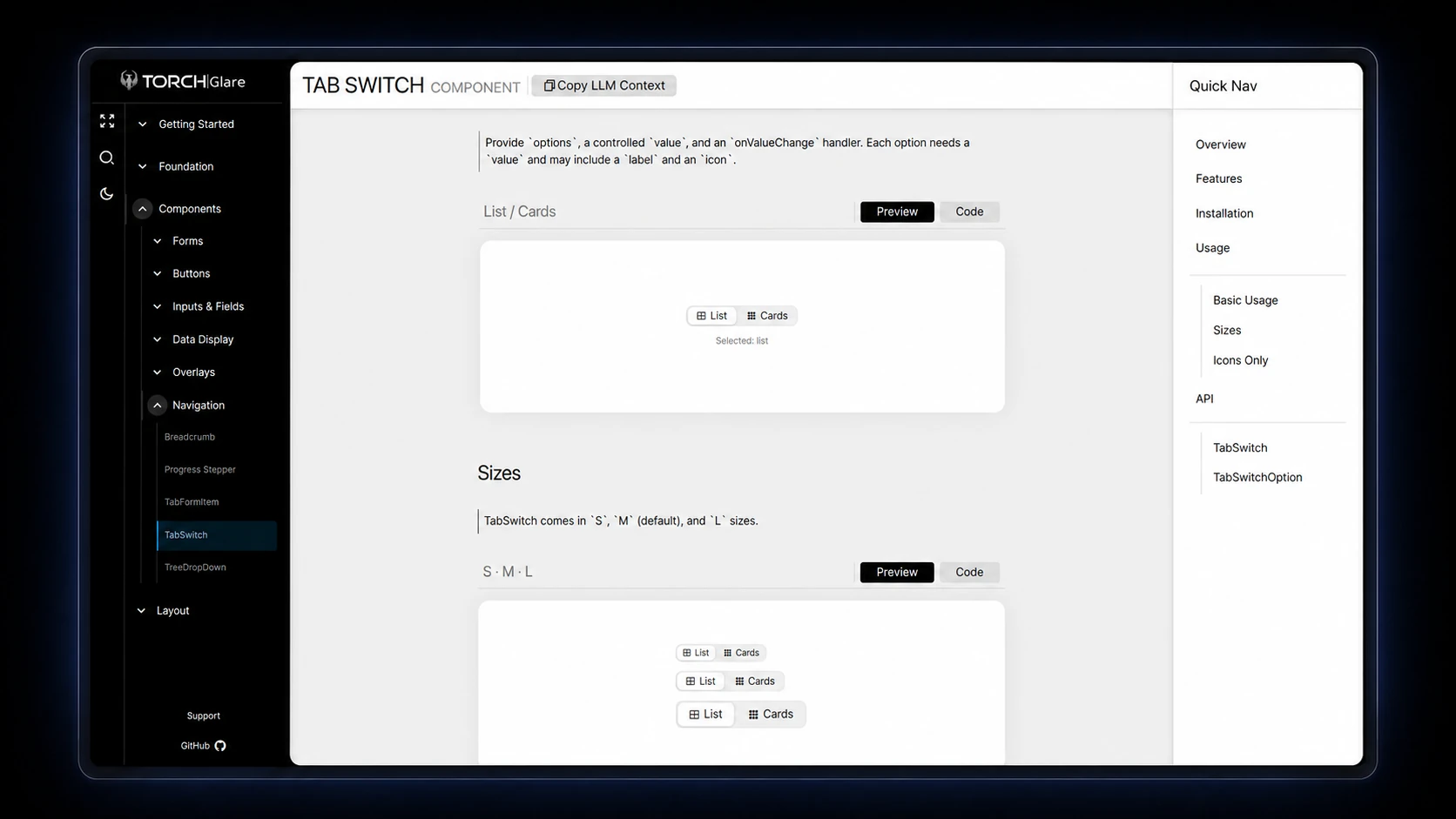 TORCH Glare docs — TabSwitch